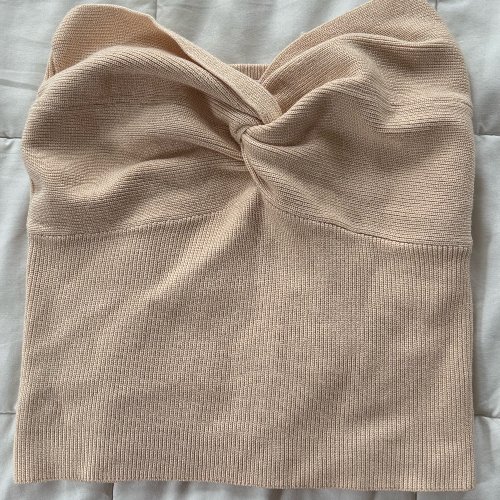 Beige Knotted Tube Top